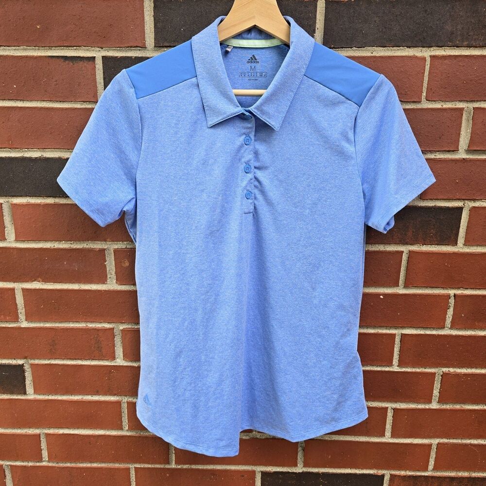NWOT Women's Adidas Polo Shirt Sz Medium Light Blue EB4603